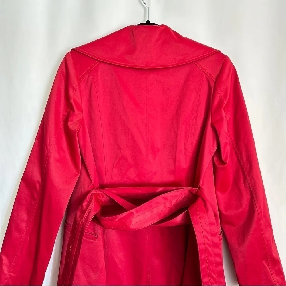 Kenneth Cole New York Women’s Red Mid Length Jacket Trench Coat Wide Collar sz S